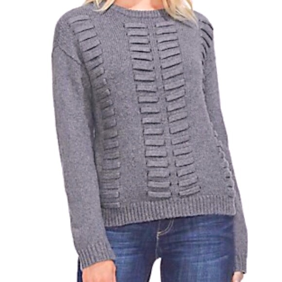 NWT Vince Camuto Lace Through Pullover Sweater, Gray | Sz S - Picture 4 of 10